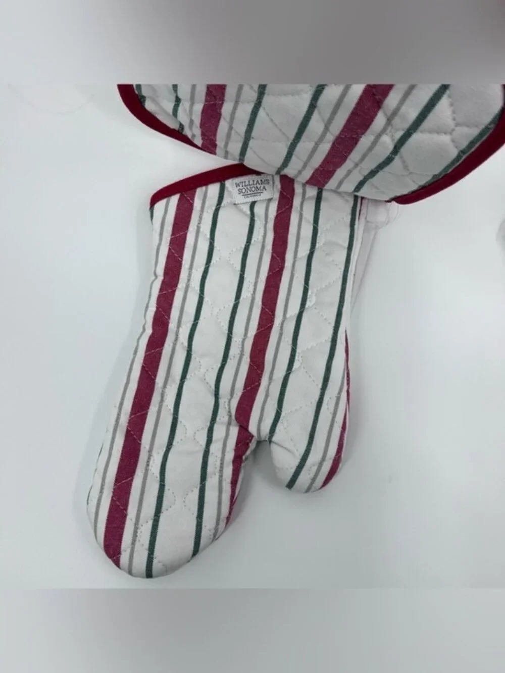 NWT Williams Sonoma Holiday Stripe Oven Mitt & Potholder - Red, Green, White